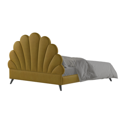 Evelina Curved Headboard Bed in Soft Upholstery