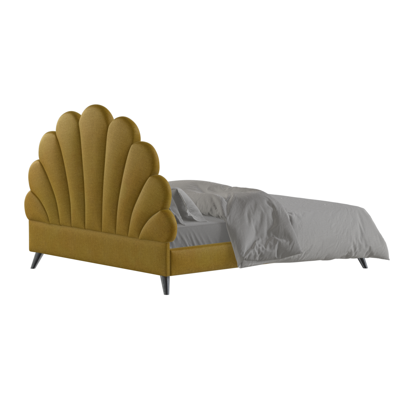 Evelina Curved Headboard Bed in Soft Upholstery