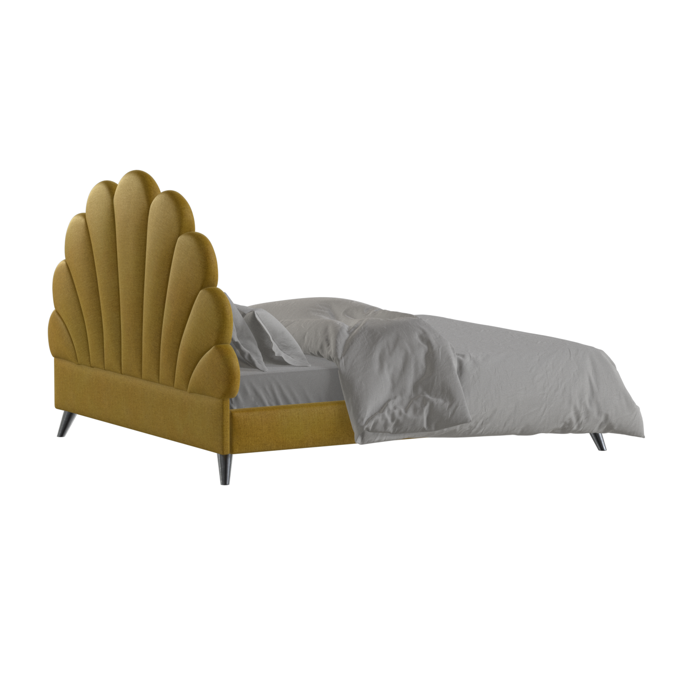 Evelina Curved Headboard Bed in Soft Upholstery