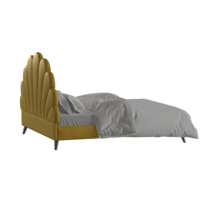Evelina Curved Headboard Bed in Soft Upholstery