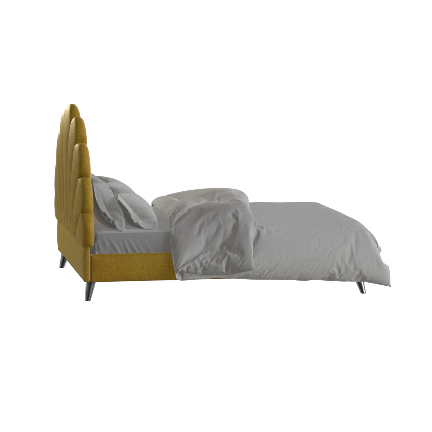 Evelina Curved Headboard Bed in Soft Upholstery
