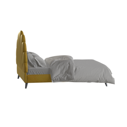 Evelina Curved Headboard Bed in Soft Upholstery