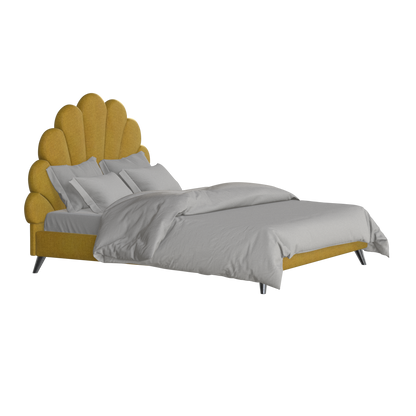 Evelina Curved Headboard Bed in Soft Upholstery