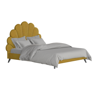 Evelina Curved Headboard Bed in Soft Upholstery