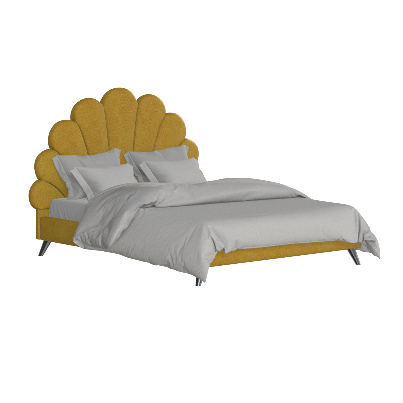 Evelina Curved Headboard Bed in Soft Upholstery