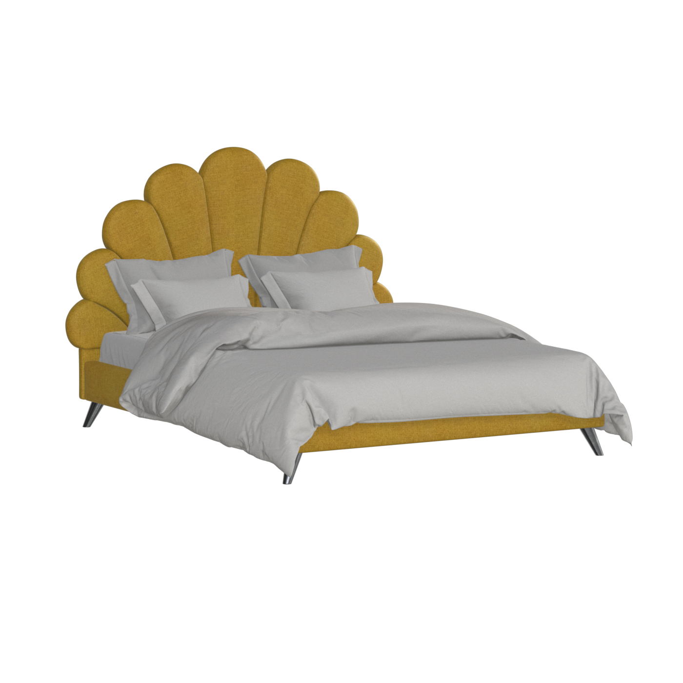 Evelina Curved Headboard Bed in Soft Upholstery