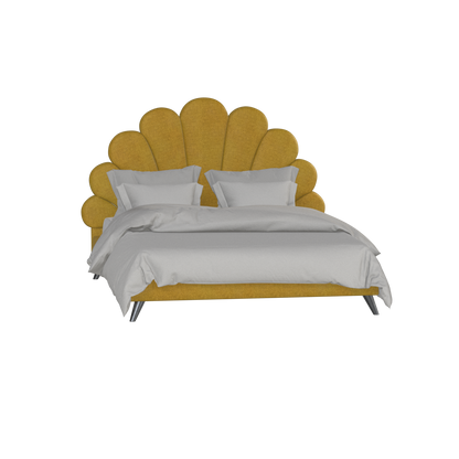 Evelina Curved Headboard Bed in Soft Upholstery