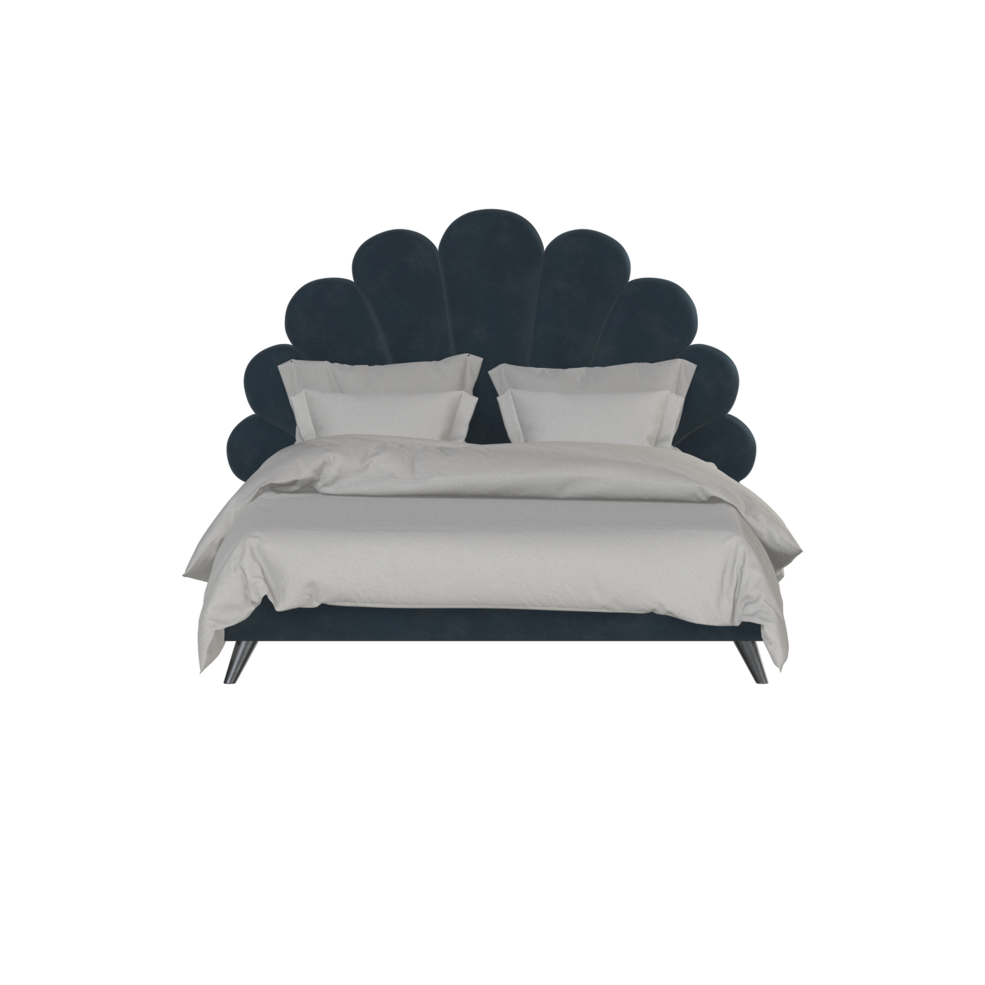 Evelina Curved Headboard Bed in Soft Upholstery
