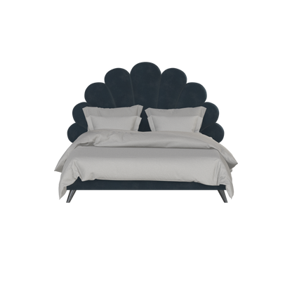 Evelina Curved Headboard Bed in Soft Upholstery