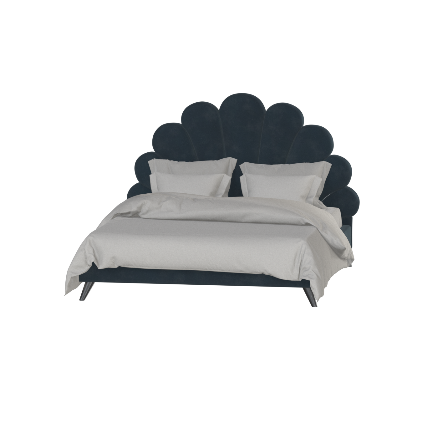 Evelina Curved Headboard Bed in Soft Upholstery