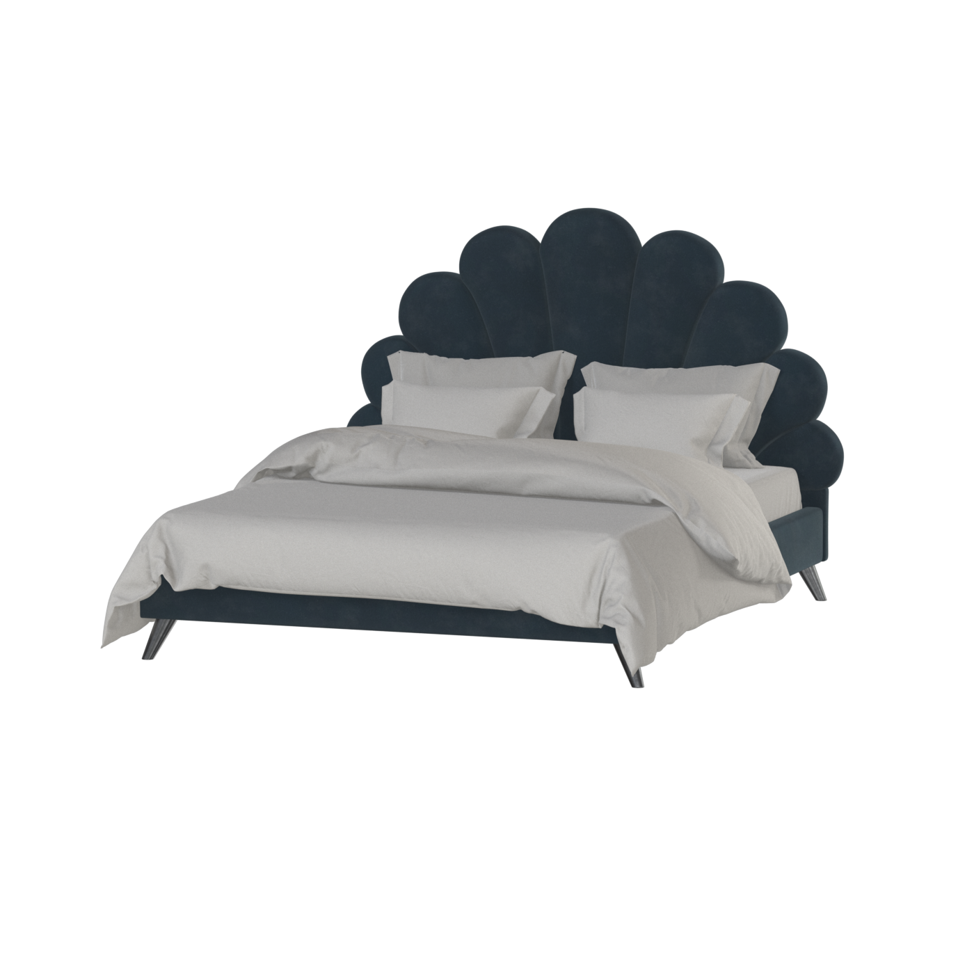 Evelina Curved Headboard Bed in Soft Upholstery
