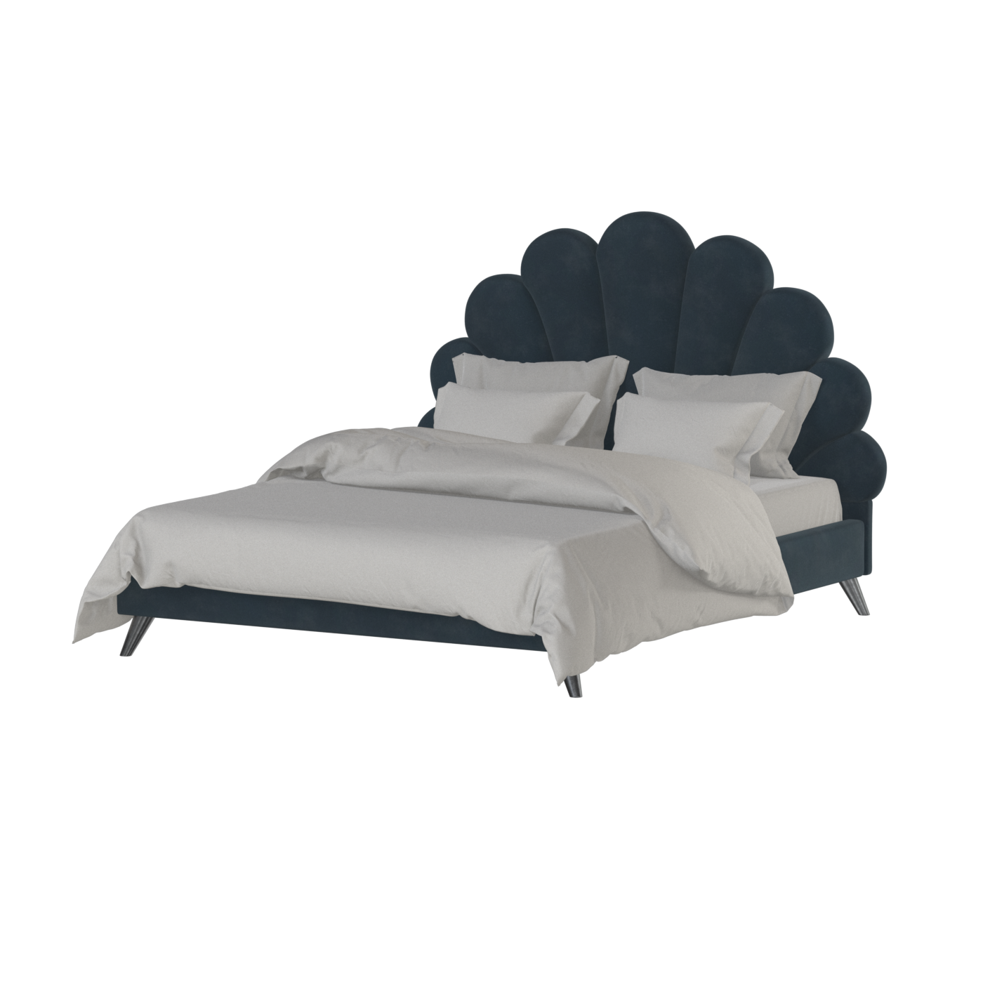 Evelina Curved Headboard Bed in Soft Upholstery