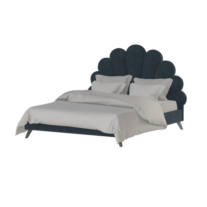 Evelina Curved Headboard Bed in Soft Upholstery