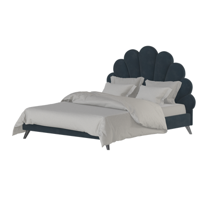 Evelina Curved Headboard Bed in Soft Upholstery