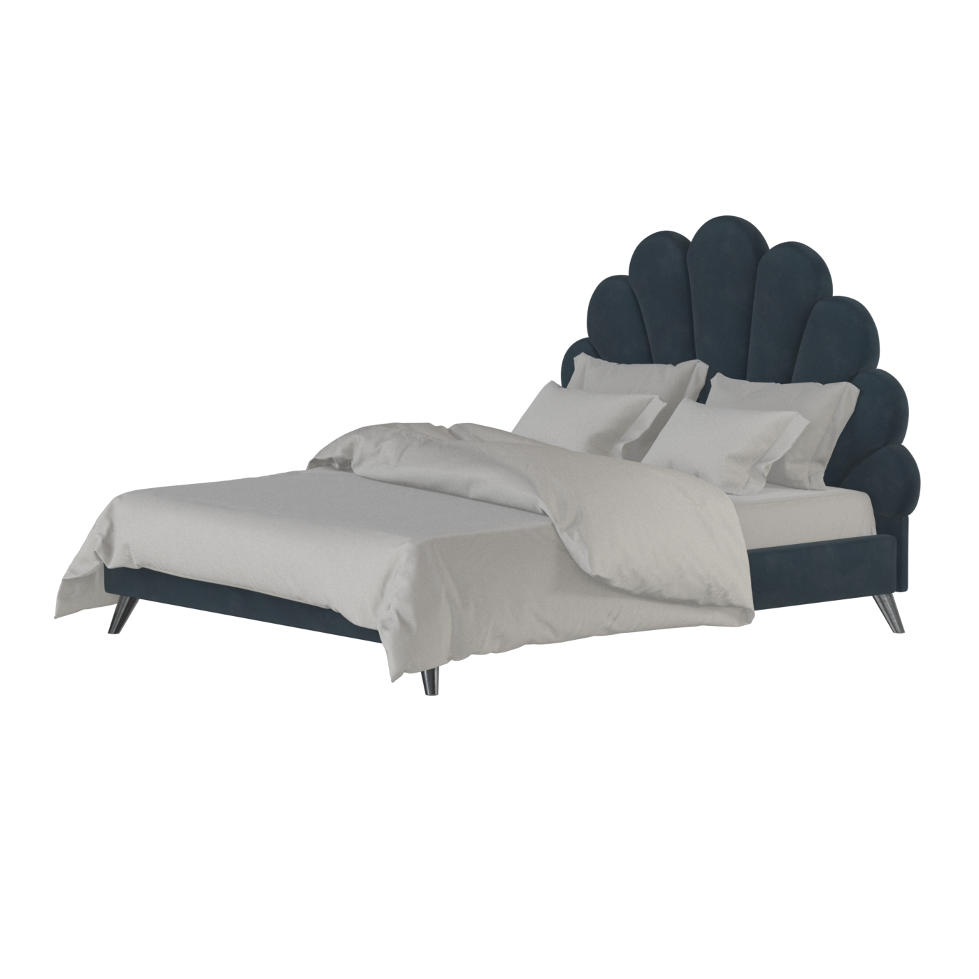 Evelina Curved Headboard Bed in Soft Upholstery