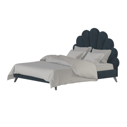 Evelina Curved Headboard Bed in Soft Upholstery