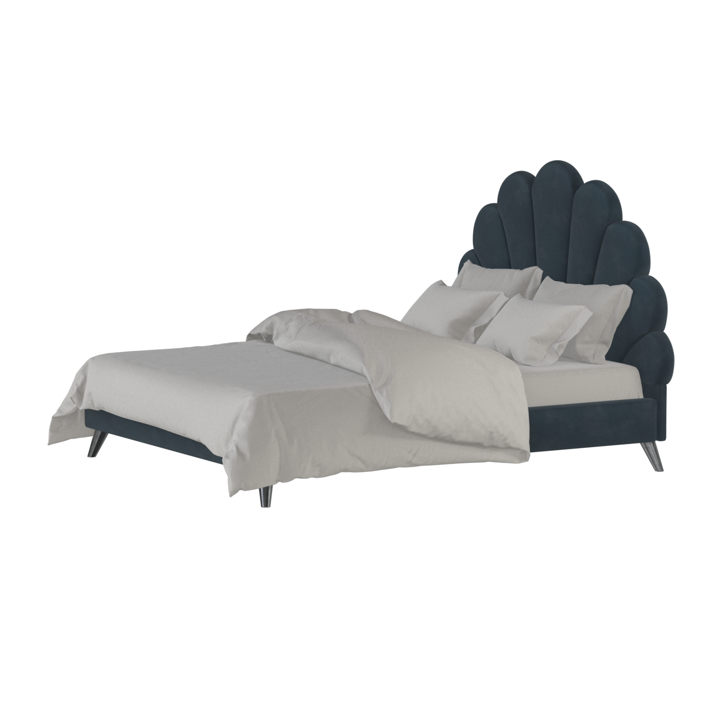 Evelina Curved Headboard Bed in Soft Upholstery