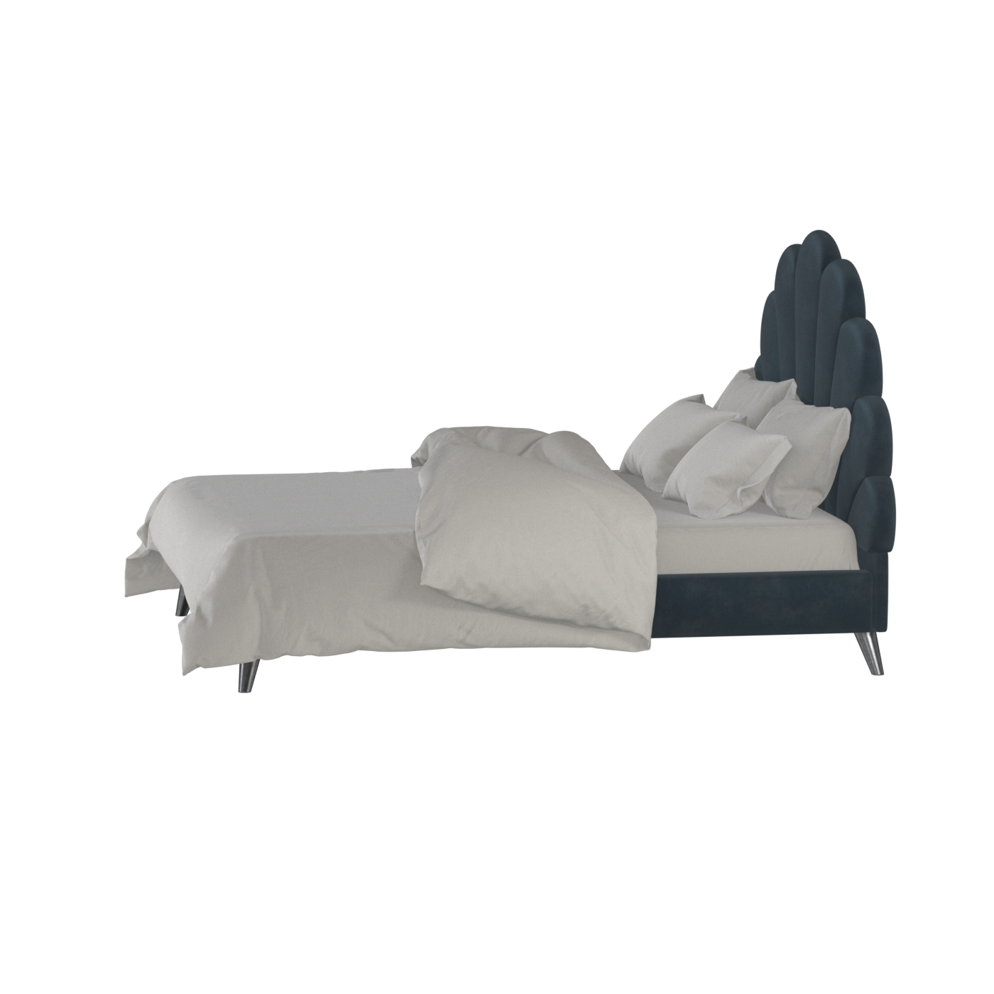 Evelina Curved Headboard Bed in Soft Upholstery
