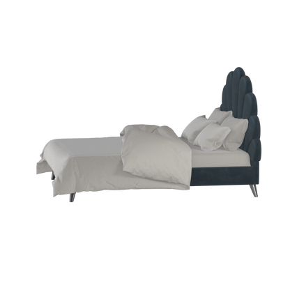 Evelina Curved Headboard Bed in Soft Upholstery