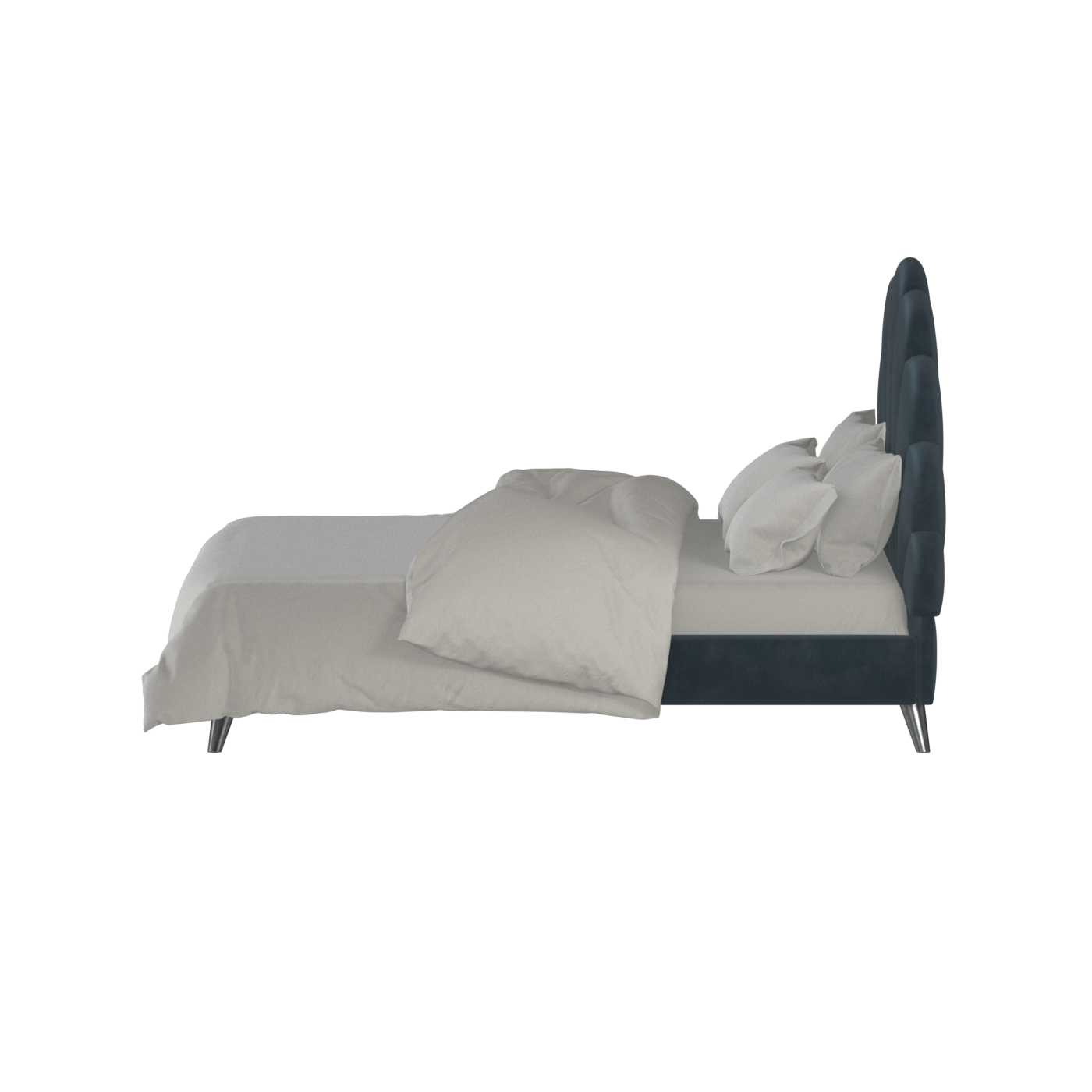 Evelina Curved Headboard Bed in Soft Upholstery