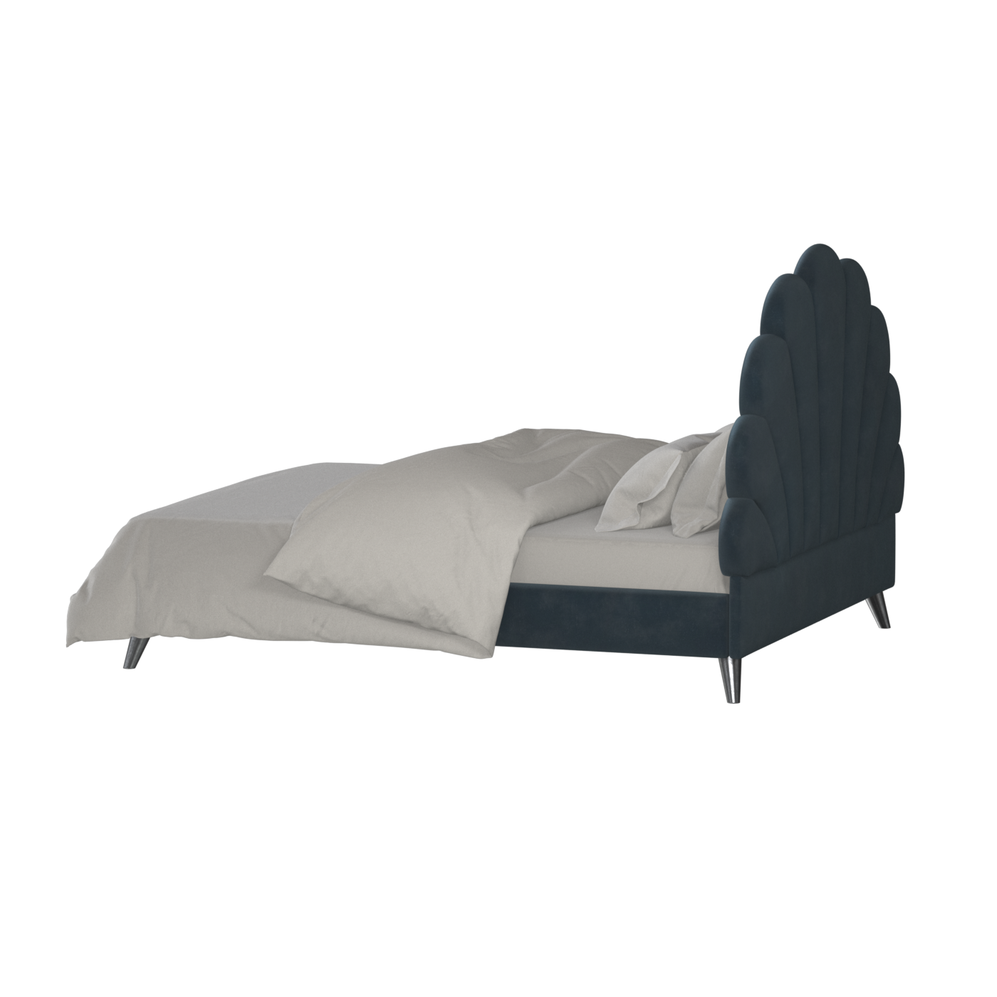 Evelina Curved Headboard Bed in Soft Upholstery