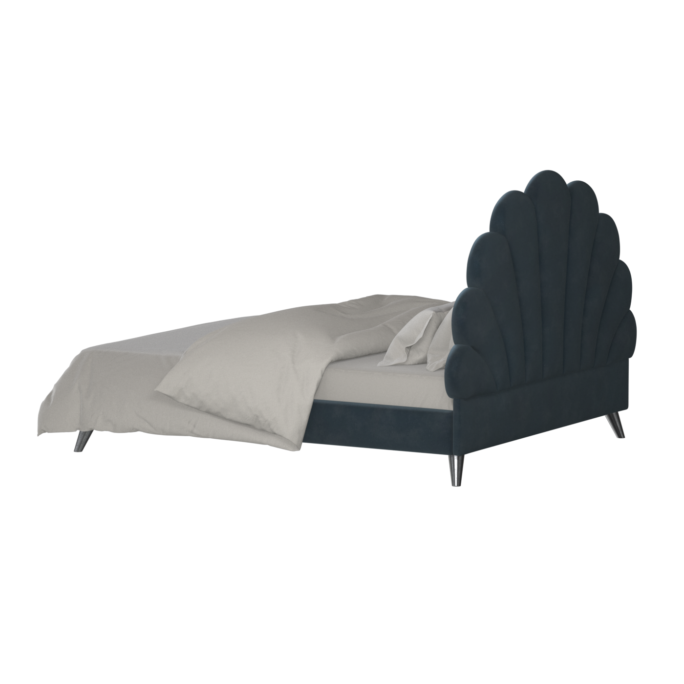 Evelina Curved Headboard Bed in Soft Upholstery