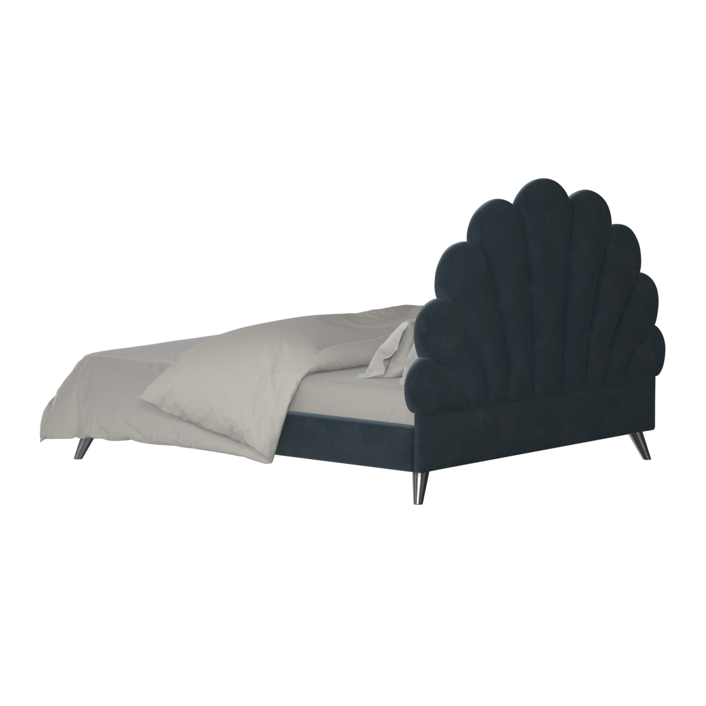 Evelina Curved Headboard Bed in Soft Upholstery