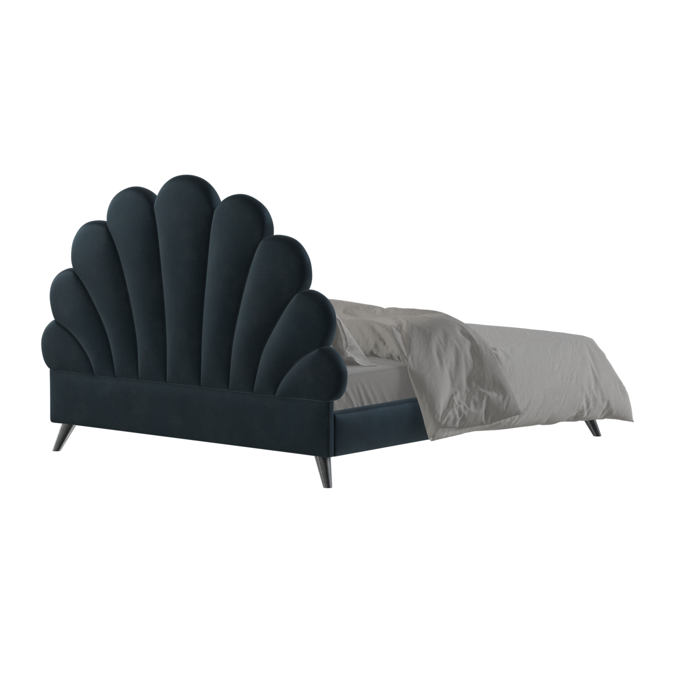 Evelina Curved Headboard Bed in Soft Upholstery