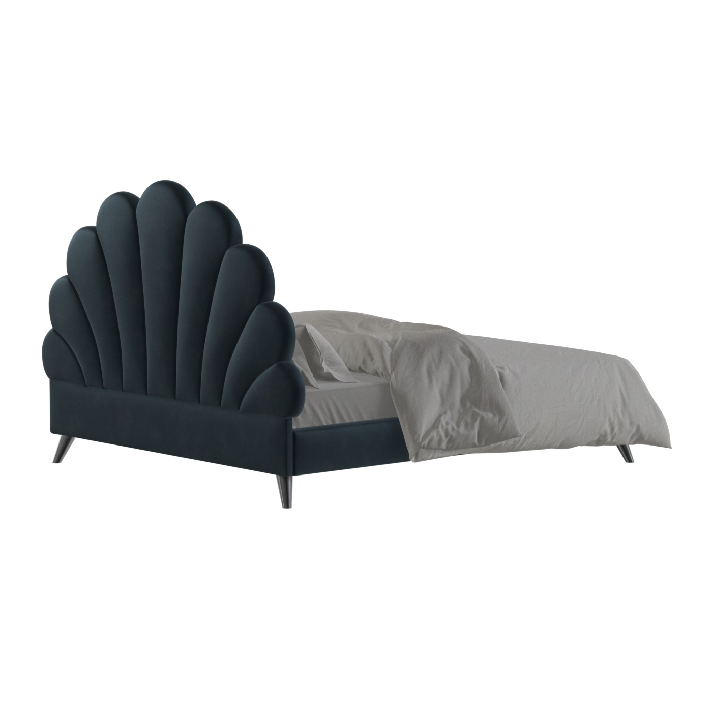 Evelina Curved Headboard Bed in Soft Upholstery