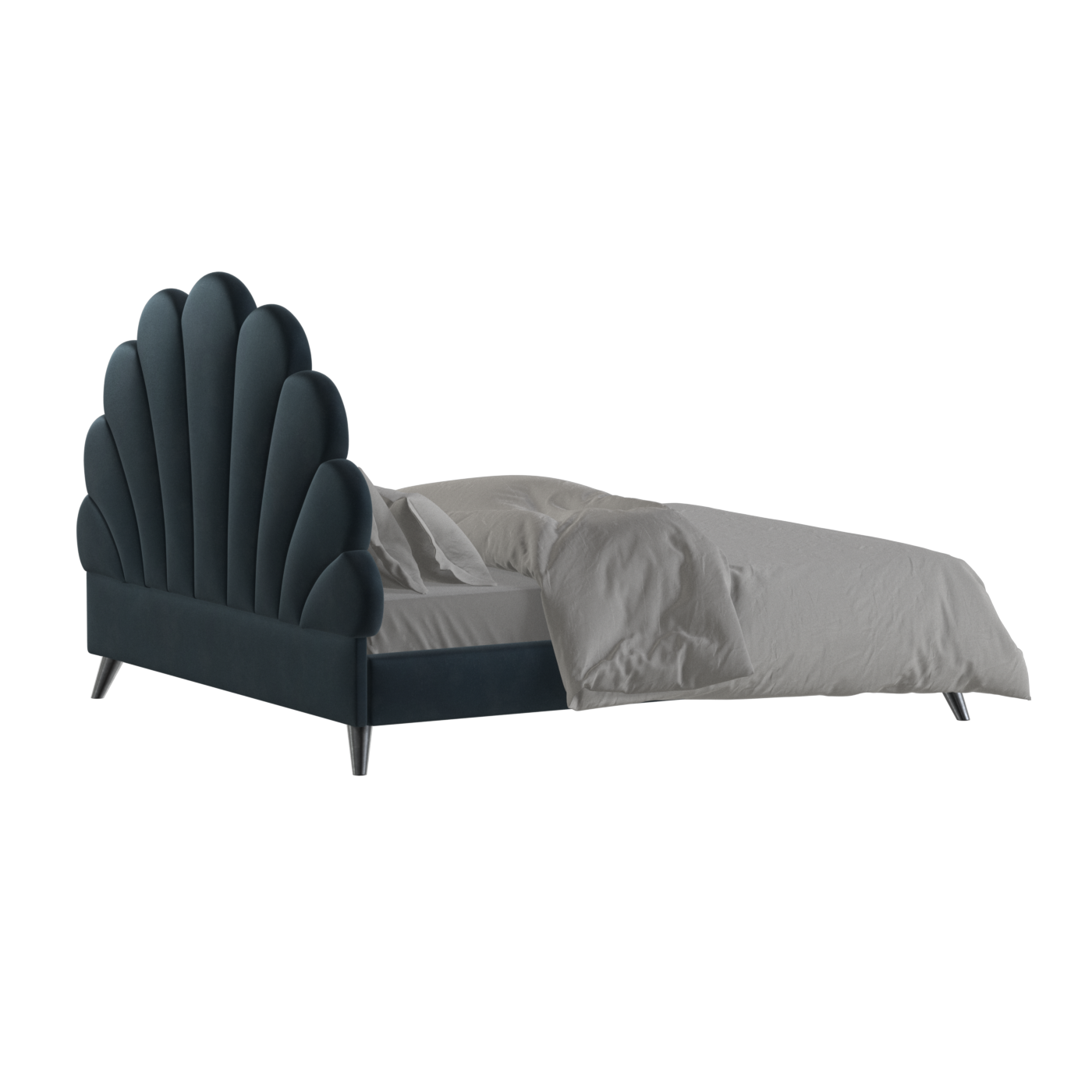 Evelina Curved Headboard Bed in Soft Upholstery