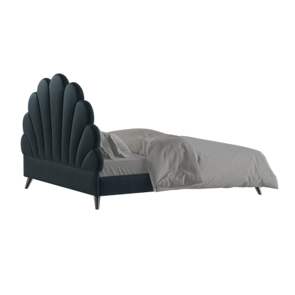 Evelina Curved Headboard Bed in Soft Upholstery