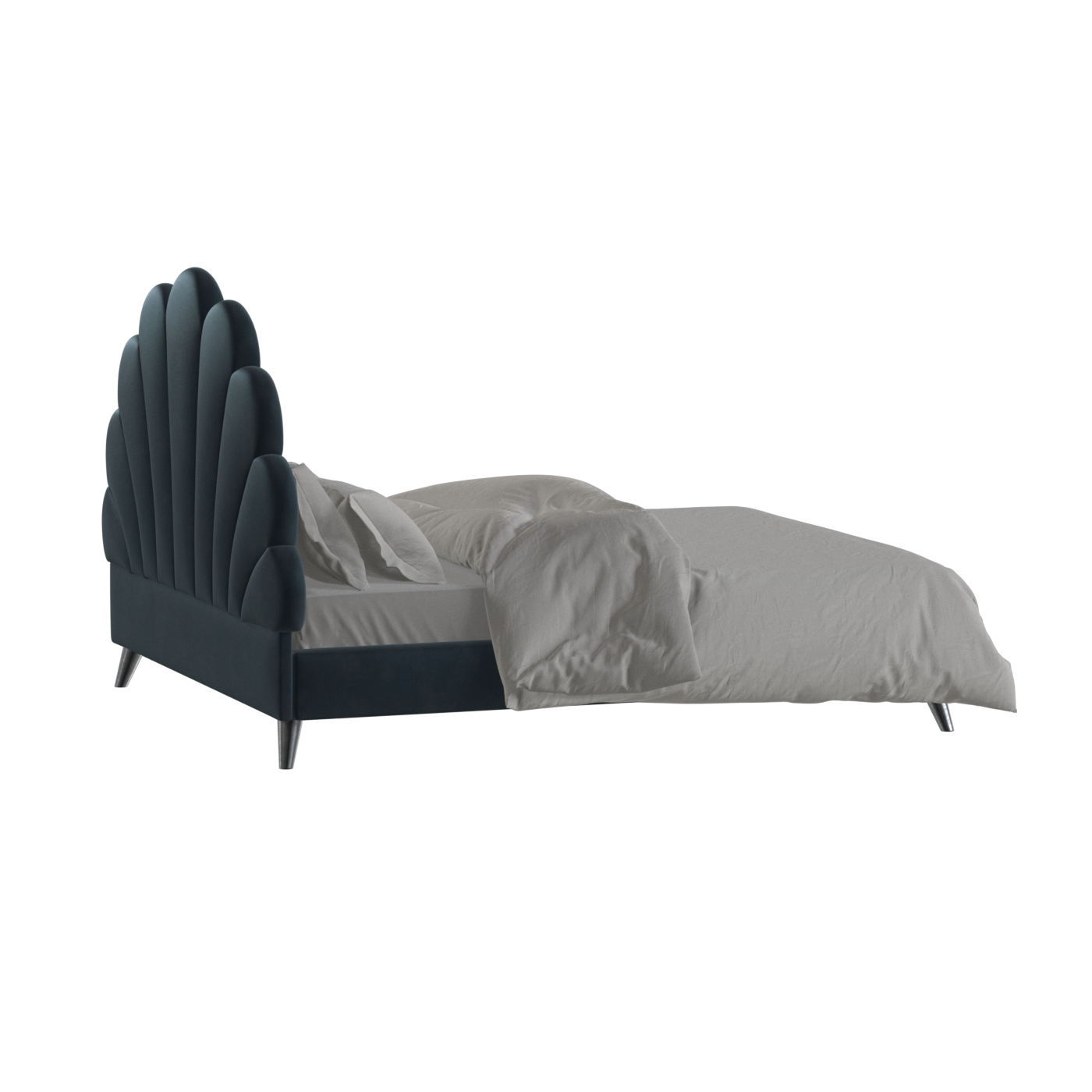 Evelina Curved Headboard Bed in Soft Upholstery