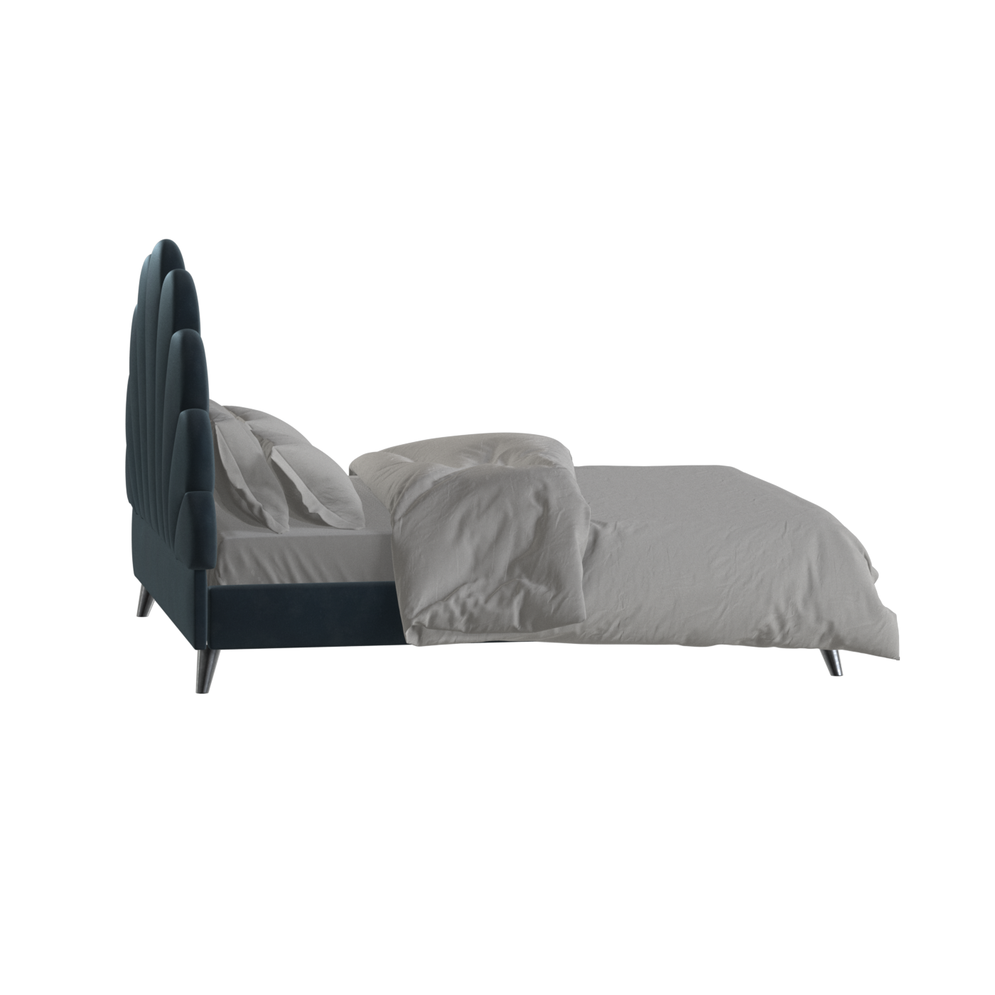 Evelina Curved Headboard Bed in Soft Upholstery