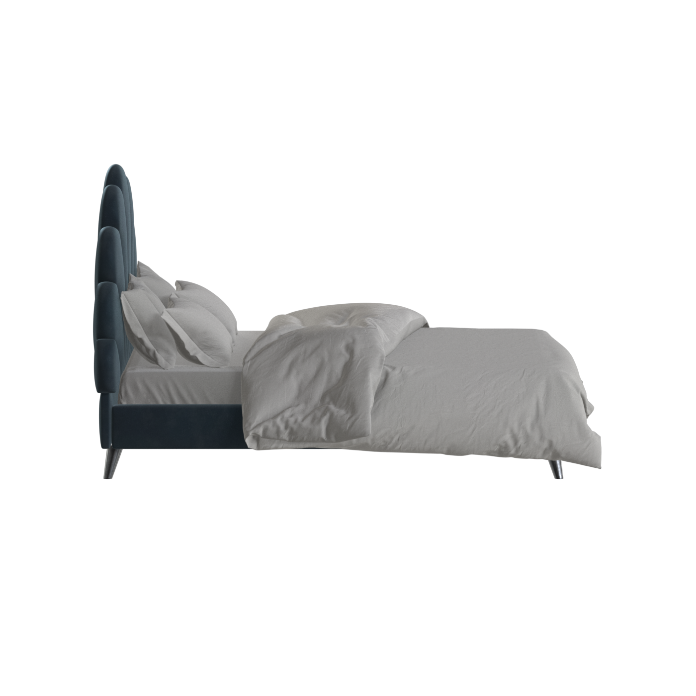 Evelina Curved Headboard Bed in Soft Upholstery