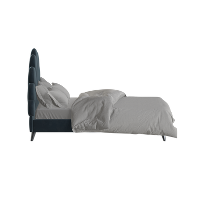 Evelina Curved Headboard Bed in Soft Upholstery