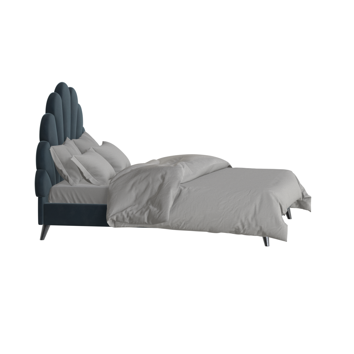 Evelina Curved Headboard Bed in Soft Upholstery