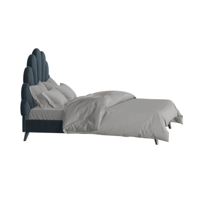 Evelina Curved Headboard Bed in Soft Upholstery