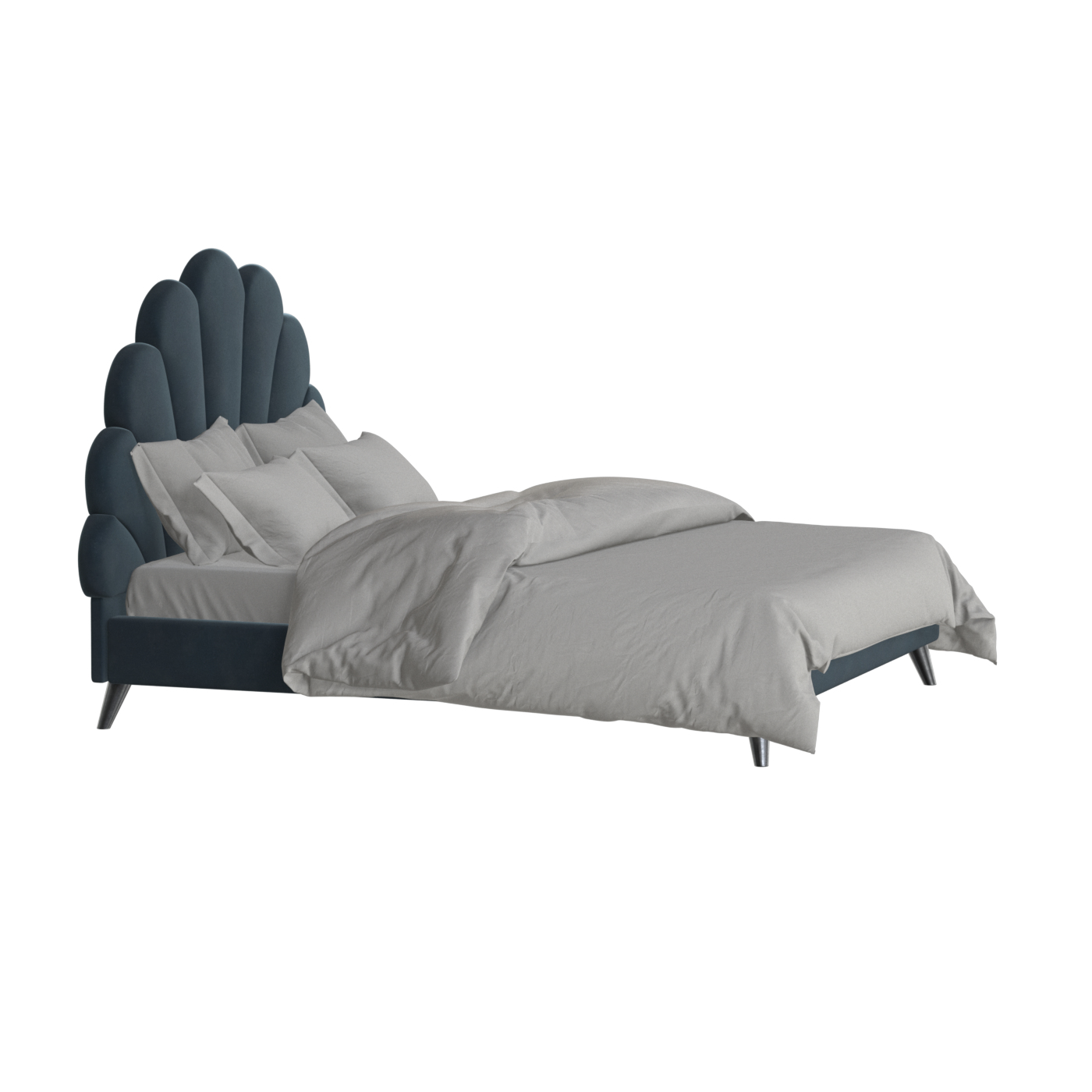 Evelina Curved Headboard Bed in Soft Upholstery