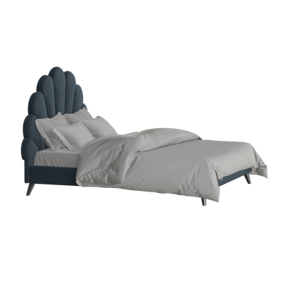 Evelina Curved Headboard Bed in Soft Upholstery
