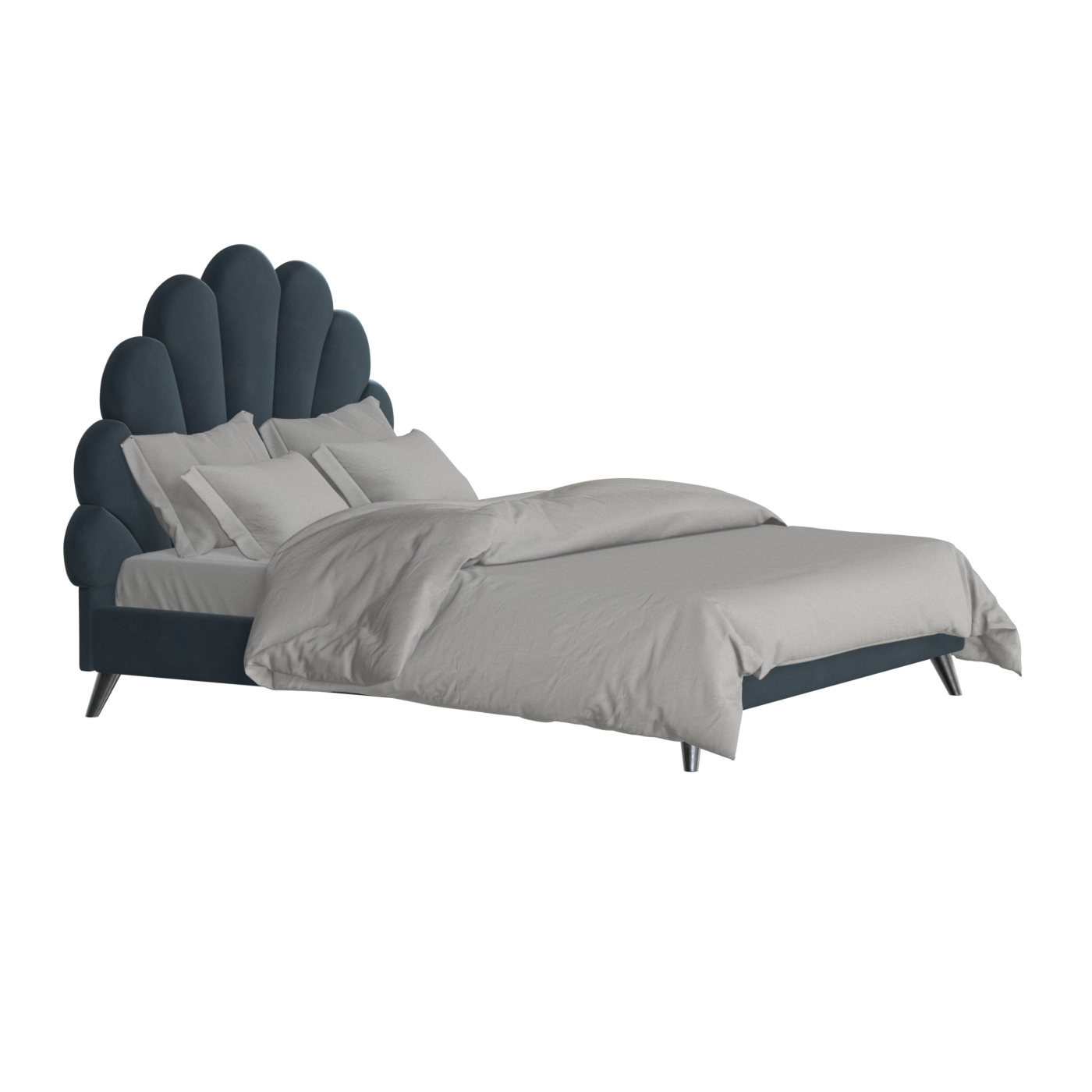 Evelina Curved Headboard Bed in Soft Upholstery
