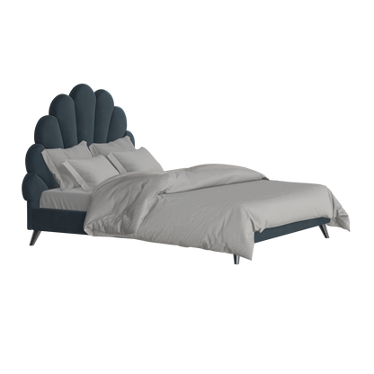 Evelina Curved Headboard Bed in Soft Upholstery