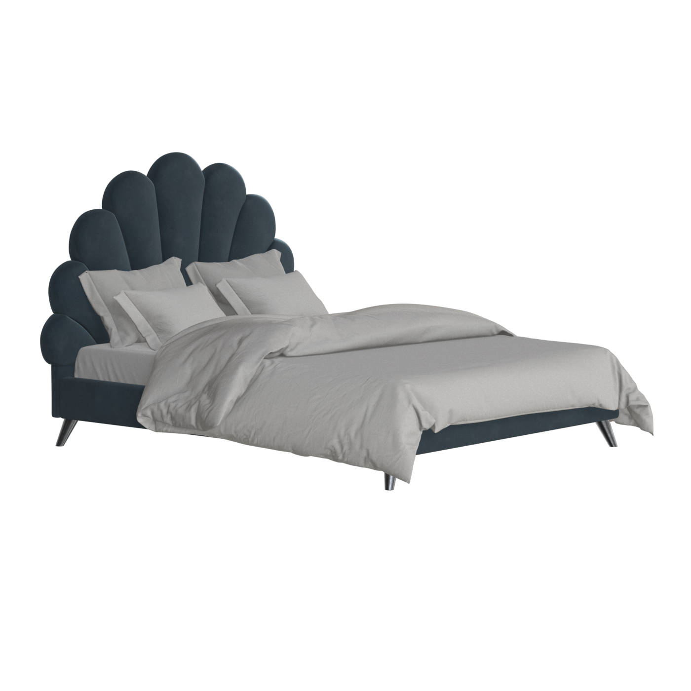 Evelina Curved Headboard Bed in Soft Upholstery