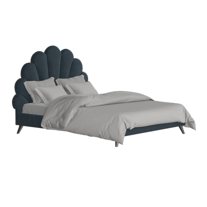 Evelina Curved Headboard Bed in Soft Upholstery