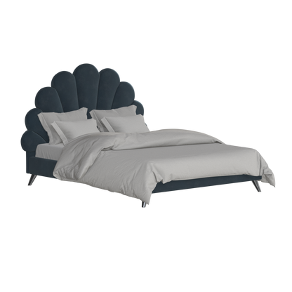 Evelina Curved Headboard Bed in Soft Upholstery