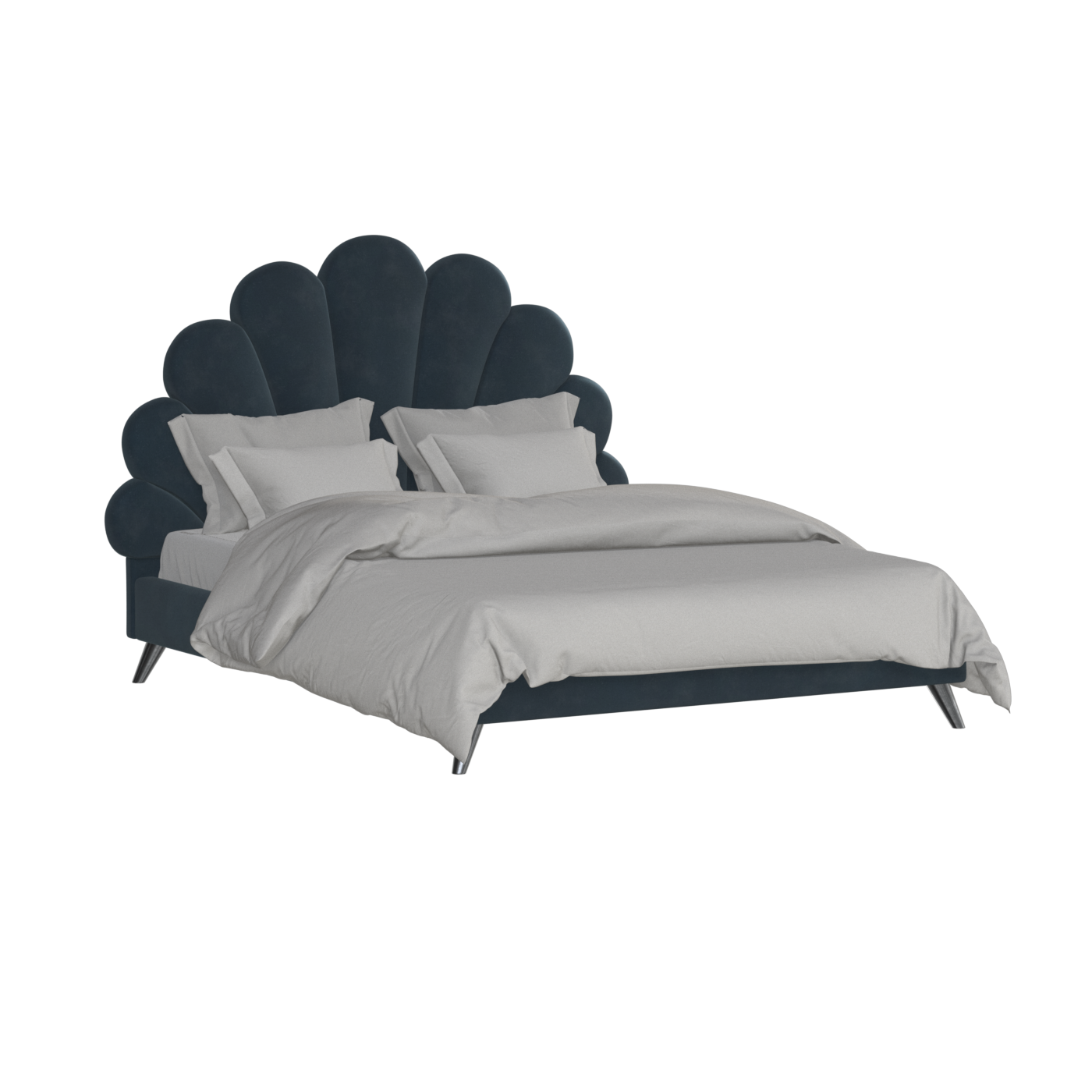 Evelina Curved Headboard Bed in Soft Upholstery
