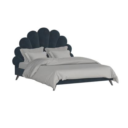 Evelina Curved Headboard Bed in Soft Upholstery