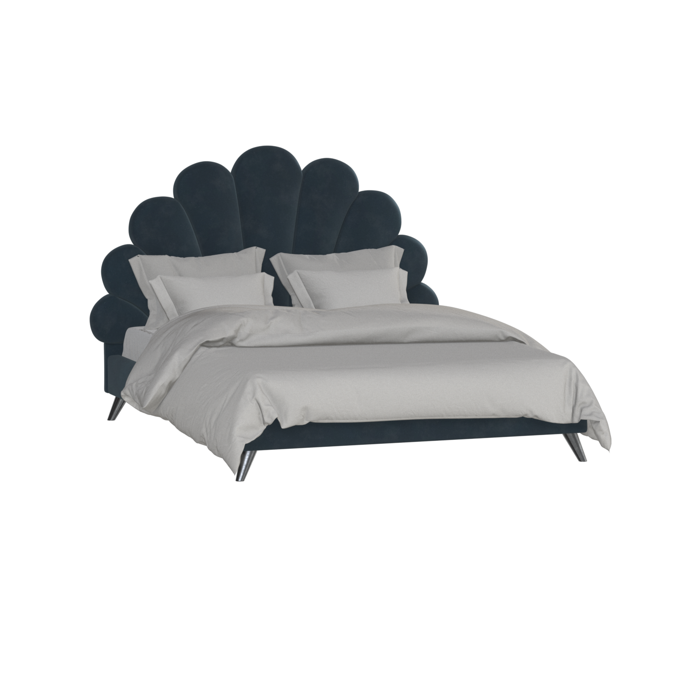 Evelina Curved Headboard Bed in Soft Upholstery