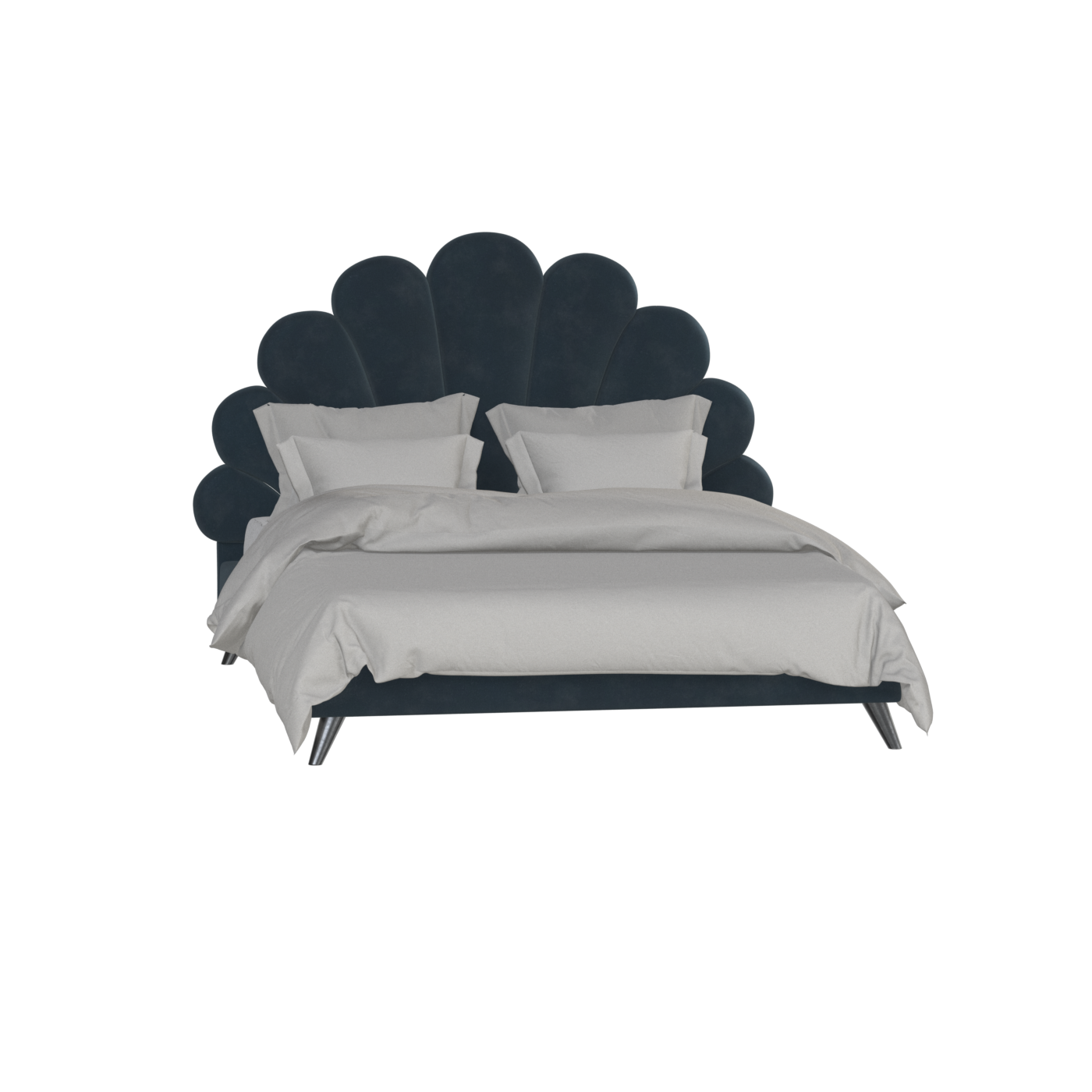 Evelina Curved Headboard Bed in Soft Upholstery