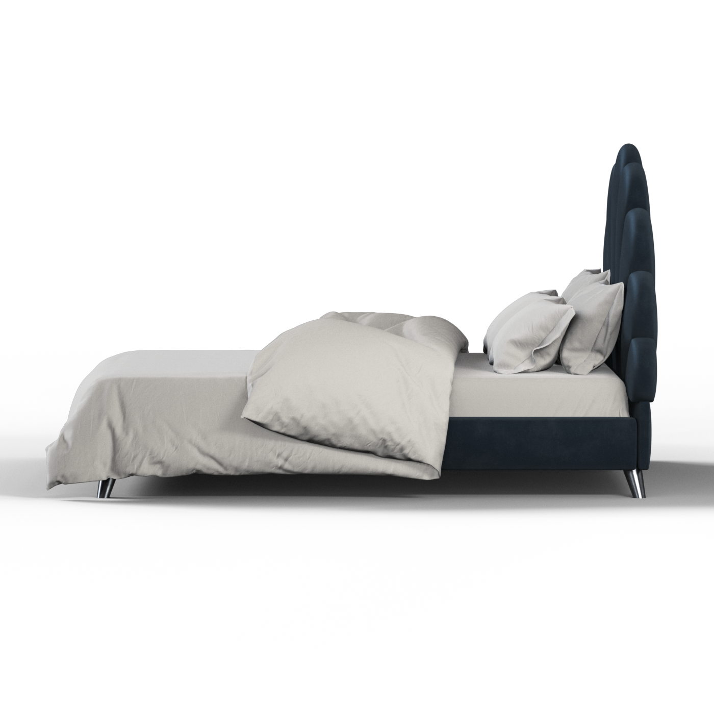 Evelina Curved Headboard Bed in Soft Upholstery