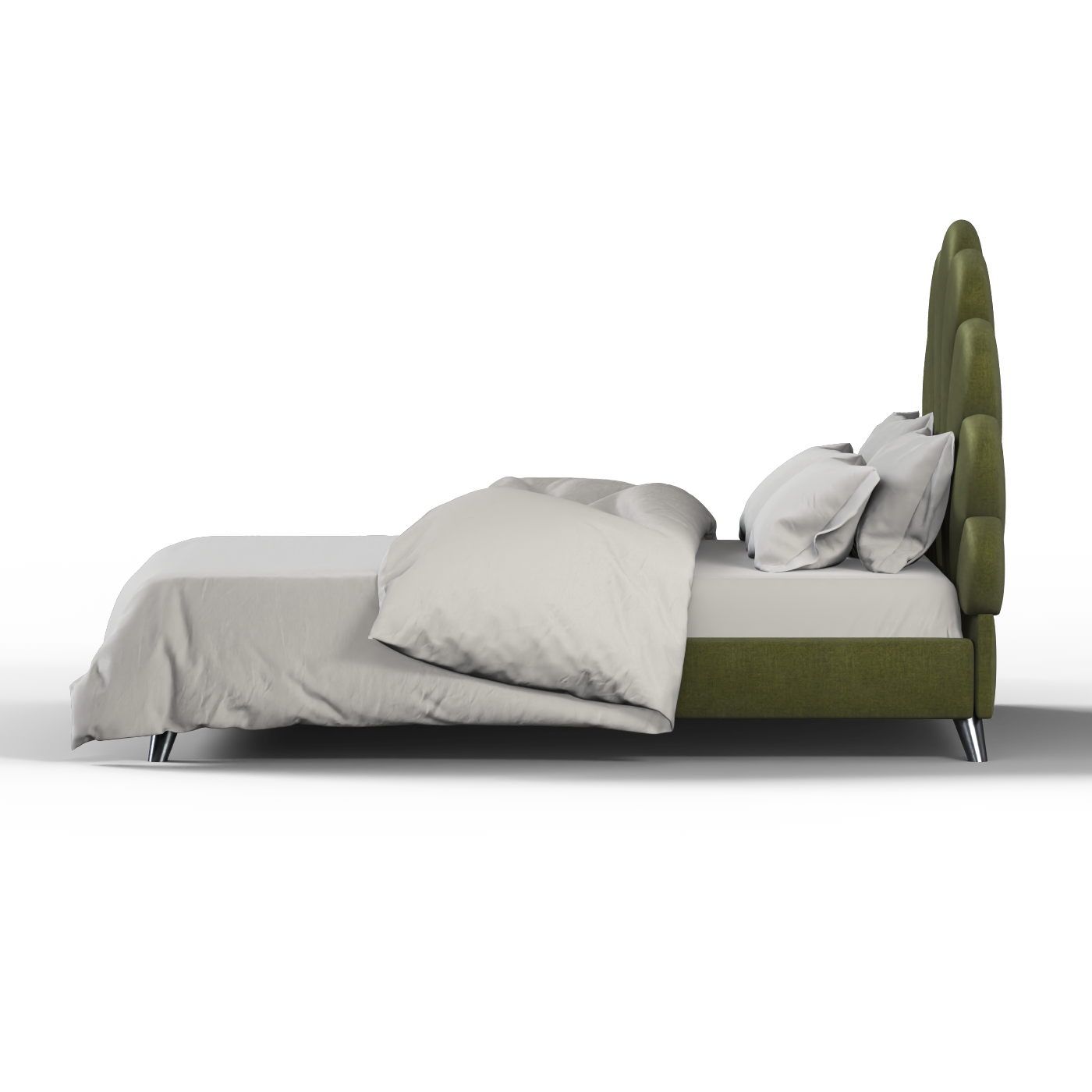 Evelina Curved Headboard Bed in Soft Upholstery